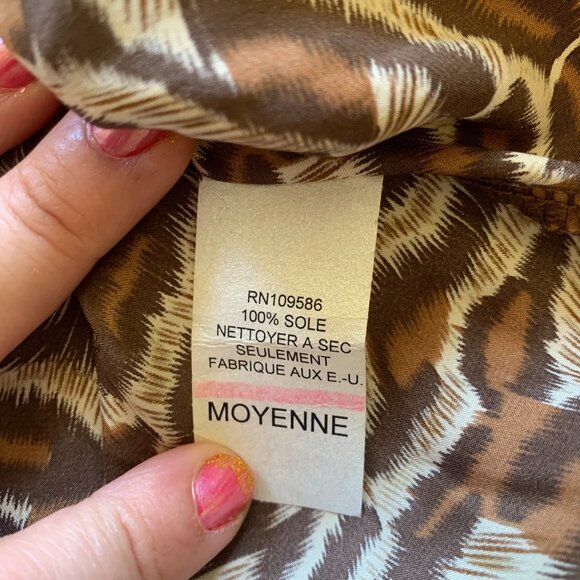 VTG Y2K Silk Satin Top Babydoll Tunic Blouse Sz M Cheetah Leopard Animal Print - Picture 5 of 7